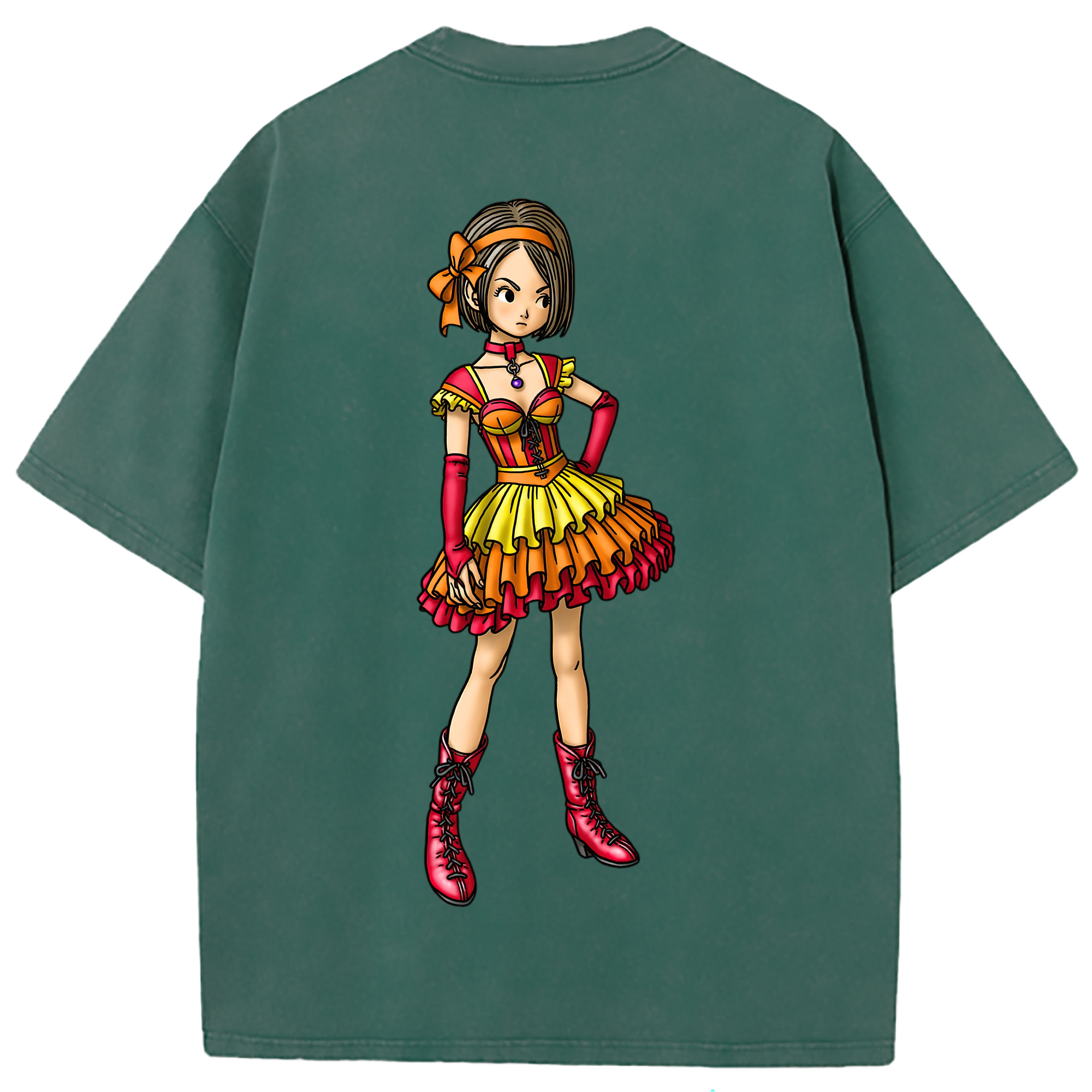 （画像用） ドラゴンクエスト Doragon Kuesuto Dragon Quest 綿100% ヴィンテージ風 半袖Tシャツ（背面プリント）